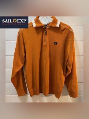 SAIL EXP — Orange Wool Blend Half-Zip Sweater size 50